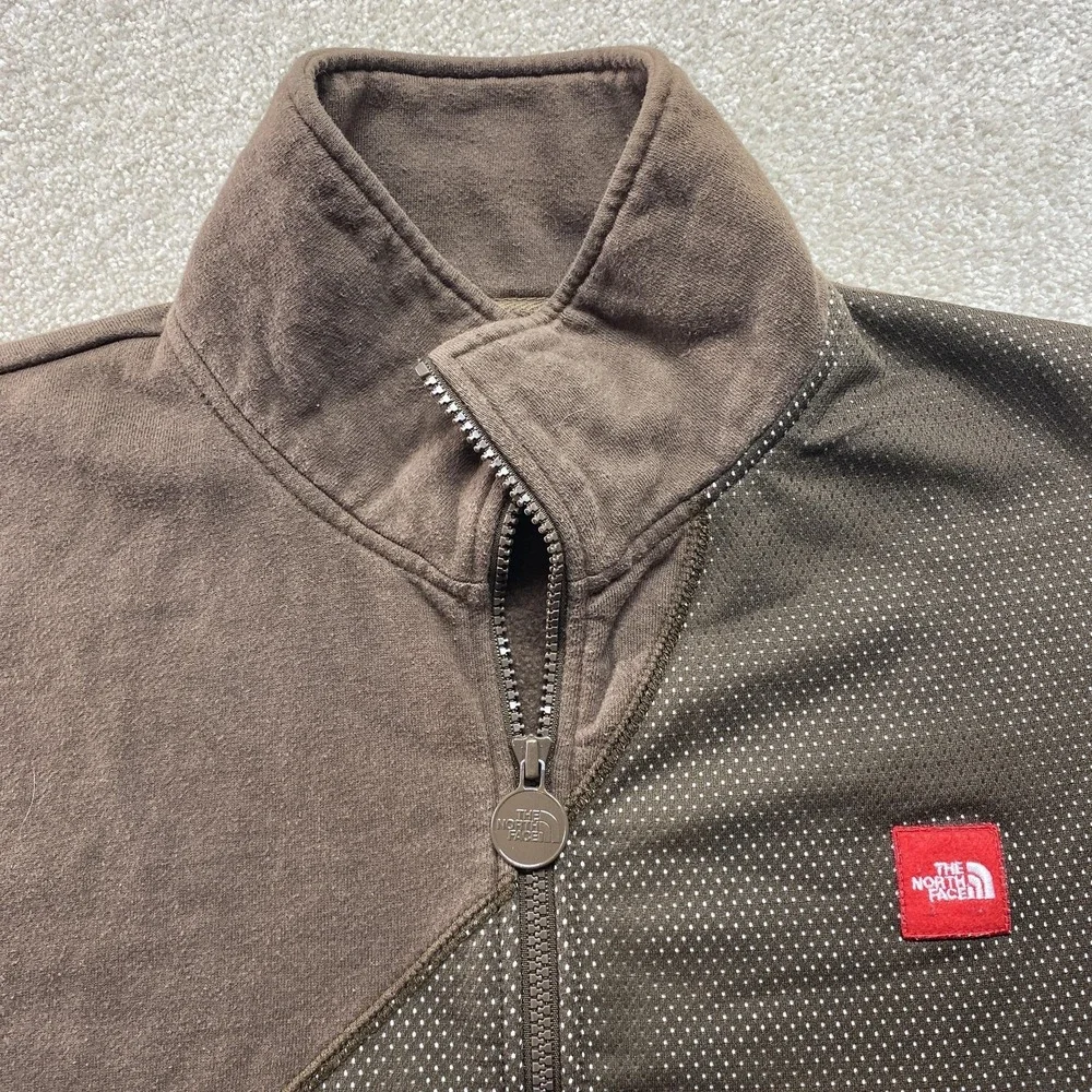 North Face Jacket Mens Large Brown Full Zip Fleece‎ Dot Mesh Outdoor Athletic